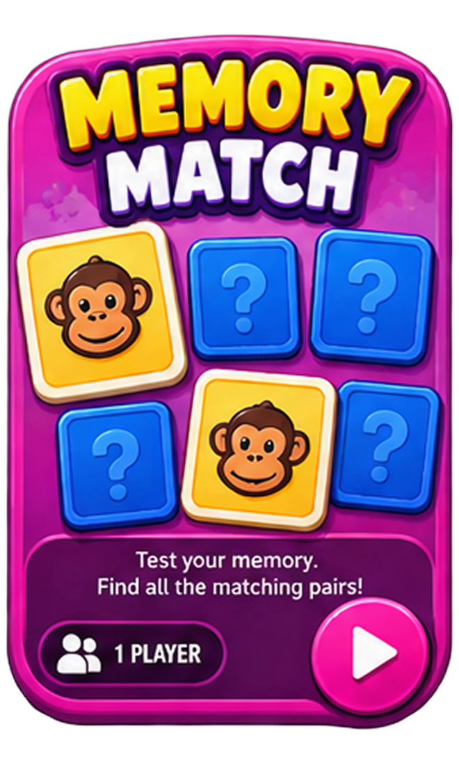 Memory match game card